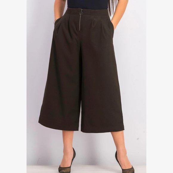 Gap Women's Stretch High Rise Wide-Leg Crop Pants, Brown Size 2 - Picture 7 of 7